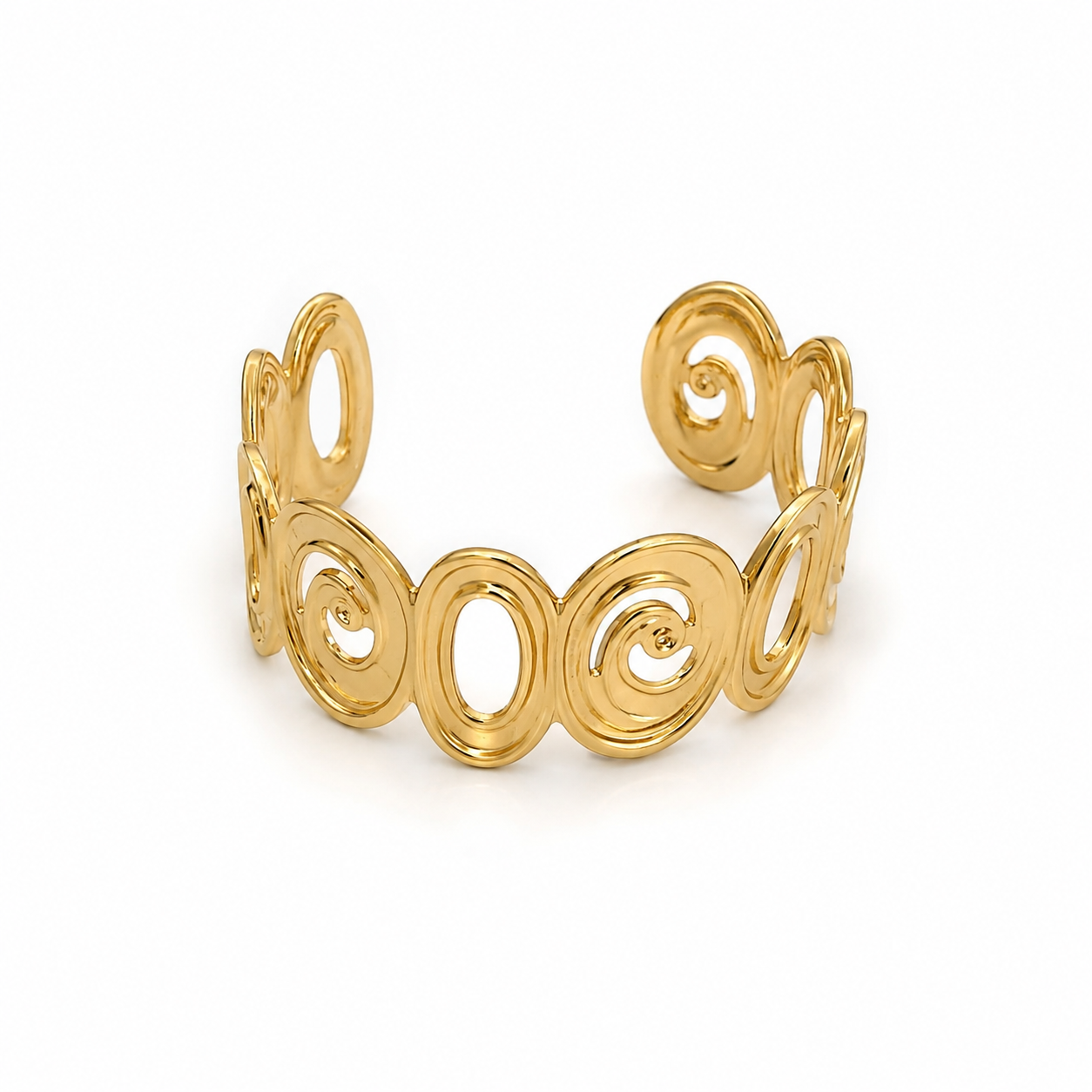 18K Gold Spiral Cuff Bracelet