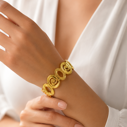 9K Gold Spiral Cuff Bracelet