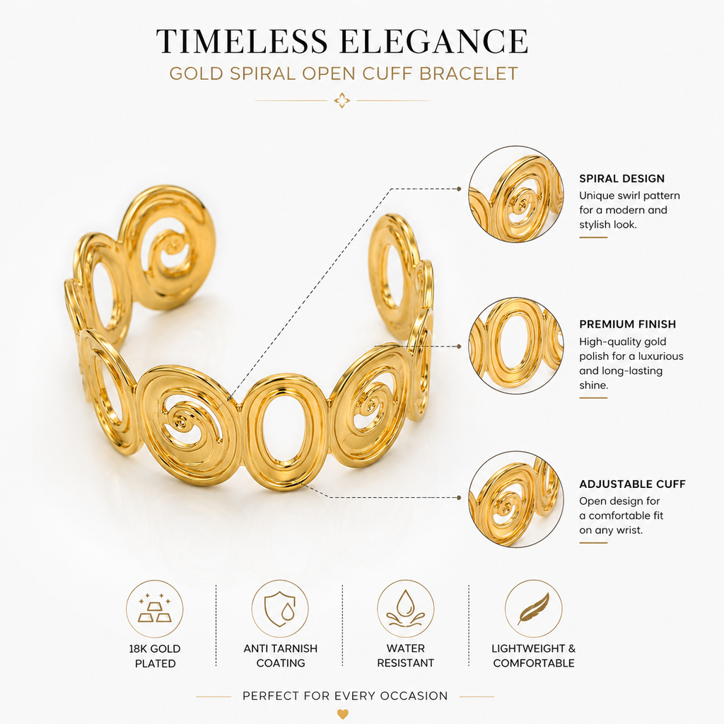 18K Gold Spiral Cuff Bracelet