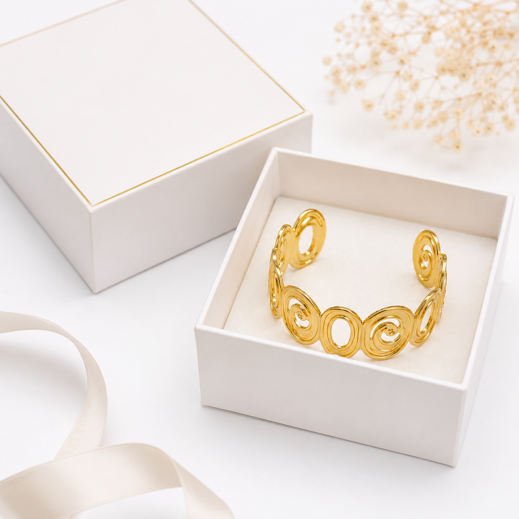 18K Gold Spiral Cuff Bracelet