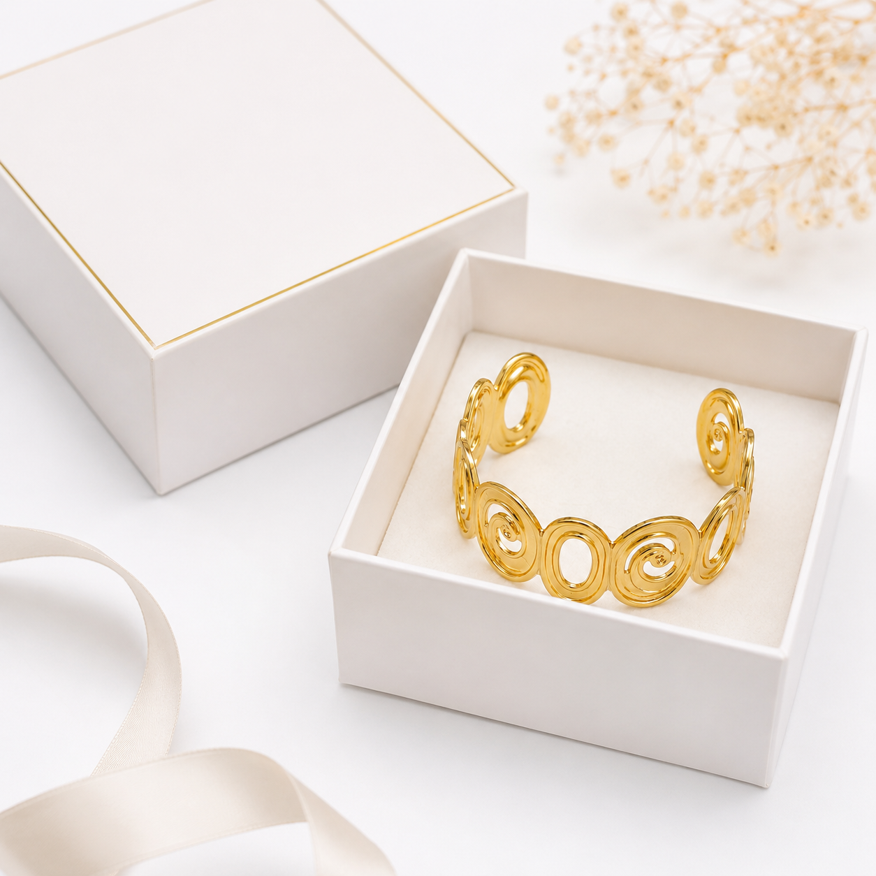 18K Gold Spiral Cuff Bracelet