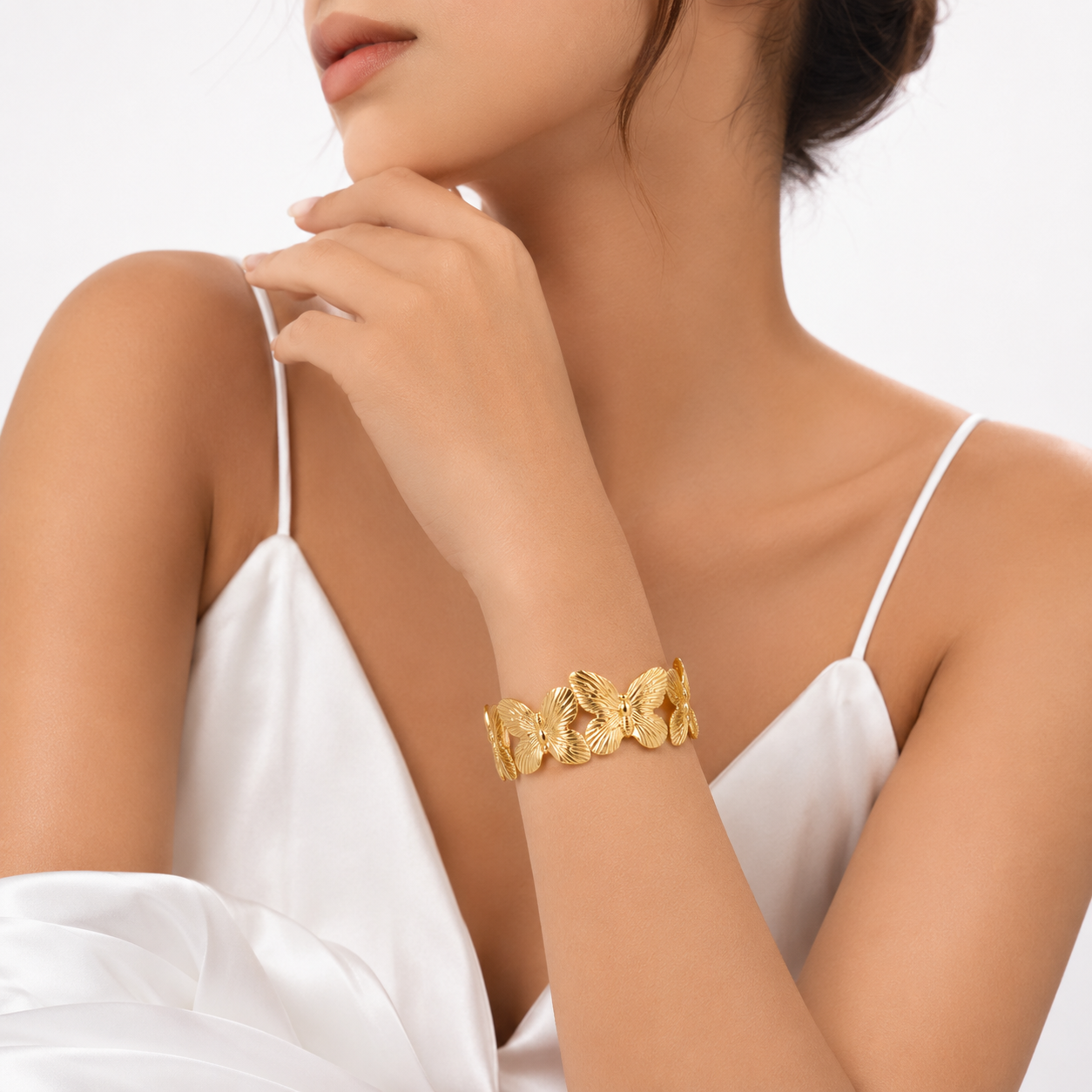 18K Gold Butterfly Cuff Bracelet