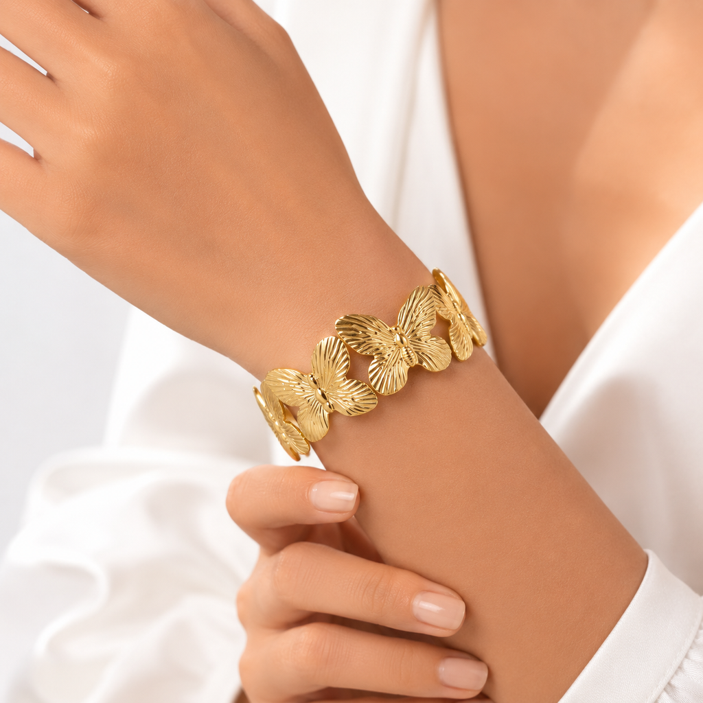 18K Gold Butterfly Cuff Bracelet