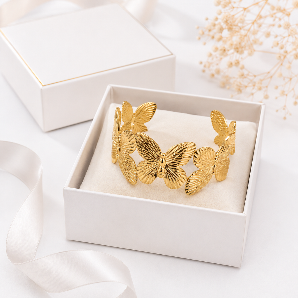 18K Gold Butterfly Cuff Bracelet