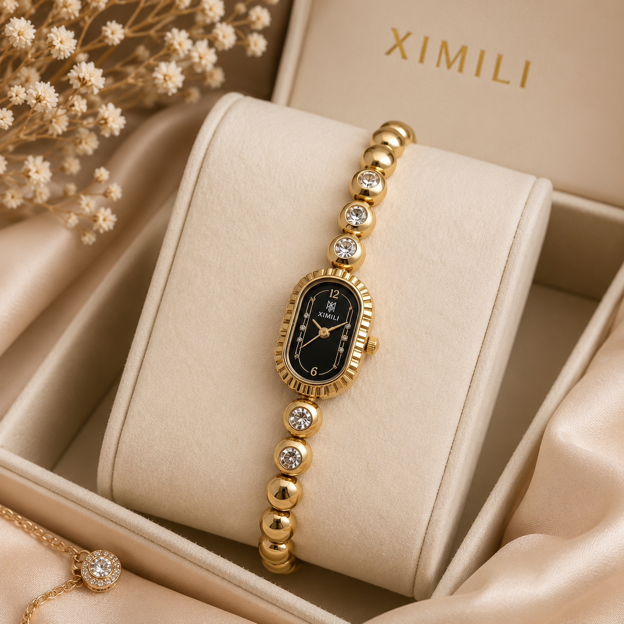 Luxury Gold Crystal Bracelet Watch for Women | Elegant Quartz Analog Watch