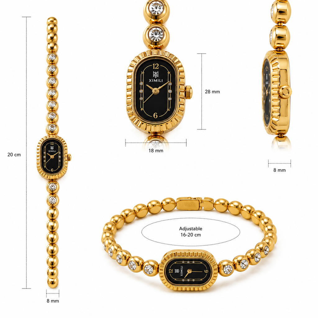 Luxury Gold Crystal Bracelet Watch for Women | Elegant Quartz Analog Watch