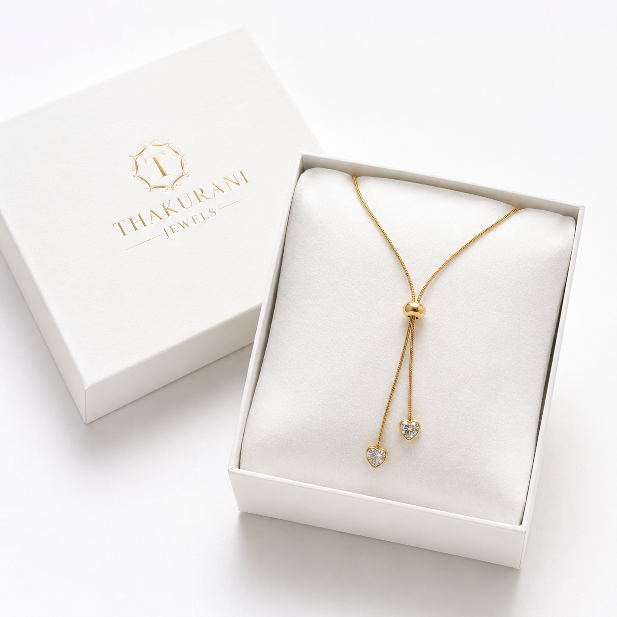 Adjustable Gold Heart Drop Necklace for Women | Anti-Tarnish Crystal Pendant Necklace