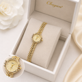 Luxury Gold Crystal Bracelet Watch for Women | Elegant Quartz Analog Wrist Watch