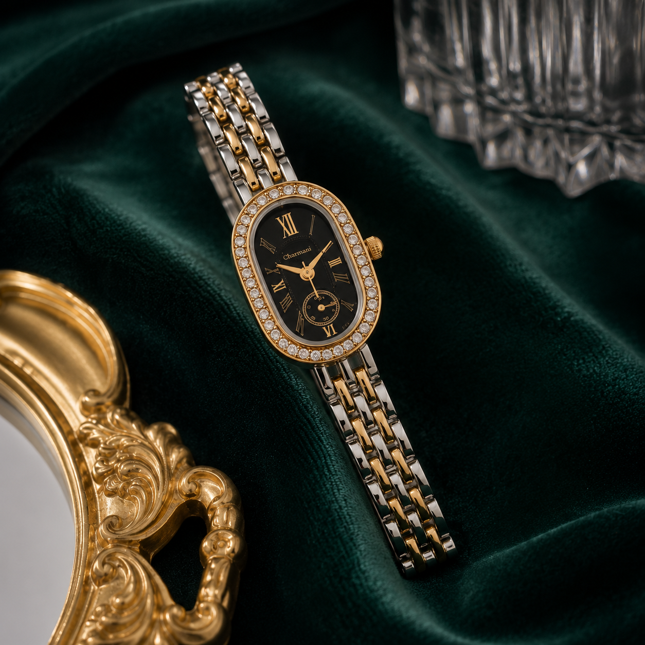 Luxury Two-Tone Crystal Bracelet Watch for Women | Quartz Analog Wrist Watch