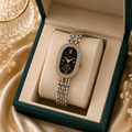 Luxury Two-Tone Crystal Bracelet Watch for Women | Quartz Analog Wrist Watch
