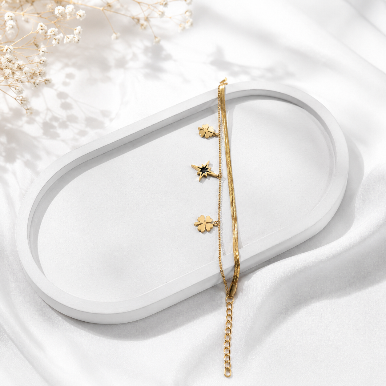 18K Gold Layered Charm Bracelet