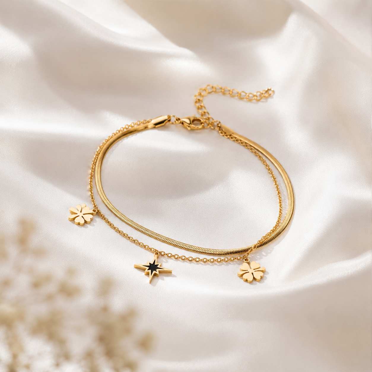 18K Gold Layered Charm Bracelet
