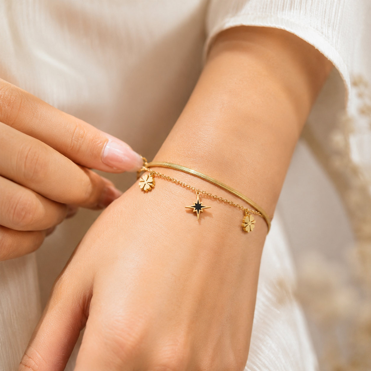 18K Gold Layered Charm Bracelet
