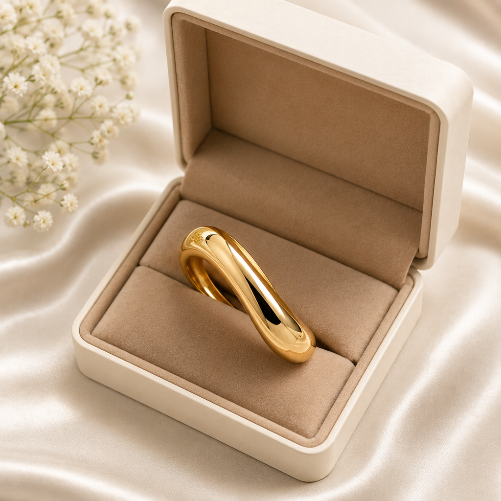18K Gold Plated Organic Wave Cuff Bangle | Premium Anti-Tarnish Statement Bracelet for Women