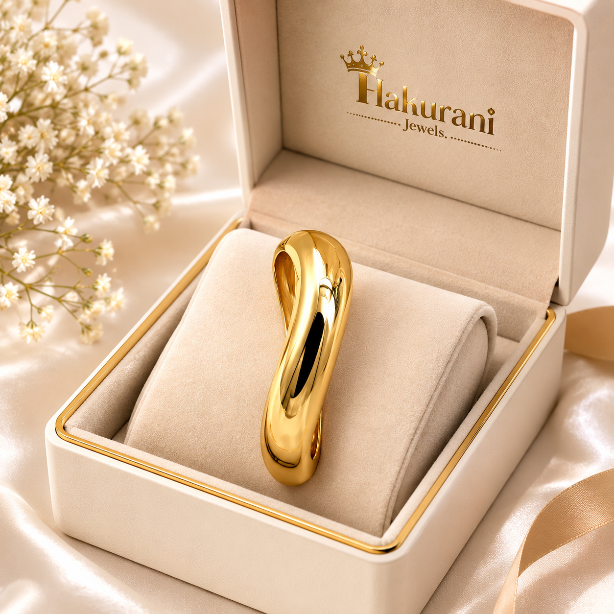 18K Gold Plated Organic Wave Cuff Bangle | Premium Anti-Tarnish Statement Bracelet for Women