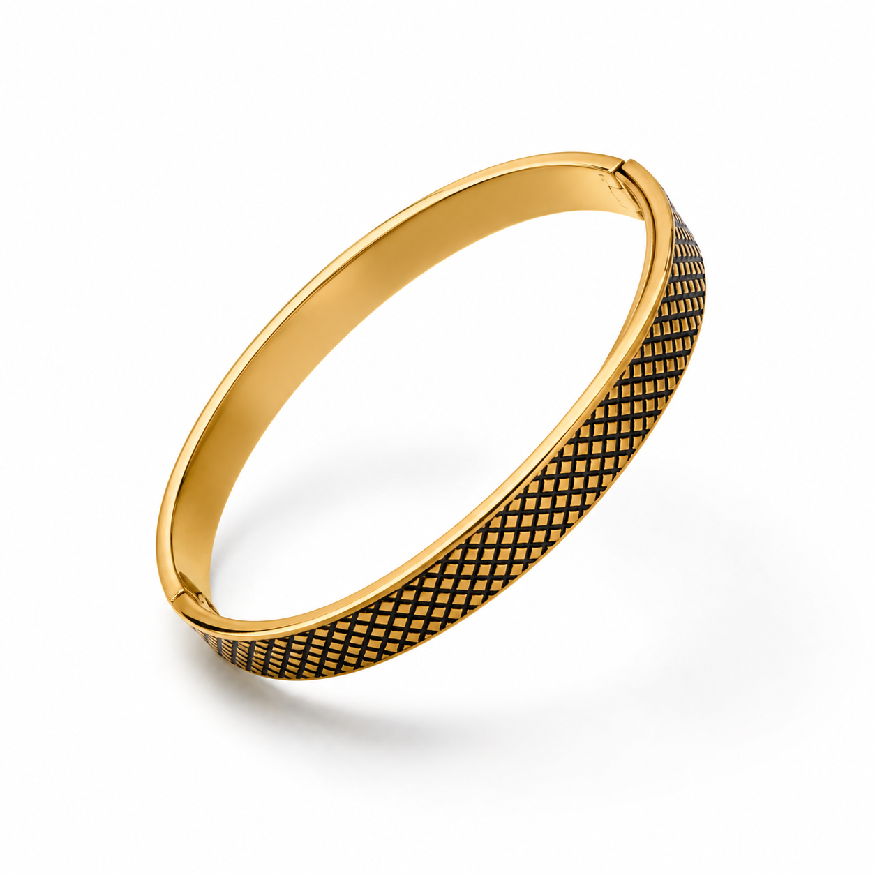 18K Gold Plated Textured Mesh Bangle | Premium Anti-Tarnish Bracelet for Women
