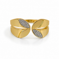 18K Gold Plated Leaf Crystal Open Cuff Bangle | Premium Anti-Tarnish Bracelet for Women
