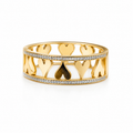 9K Gold Crystal Heart Bracelet for Women | Adjustable Love Cuff