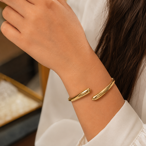 9K Gold Plated Minimalist Open Cuff Bangle | Premium Anti-Tarnish Bracelet for Women