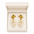 Gold Plated Floral Pearl Drop Earrings for Women | Anti-Tarnish Statement Earrings