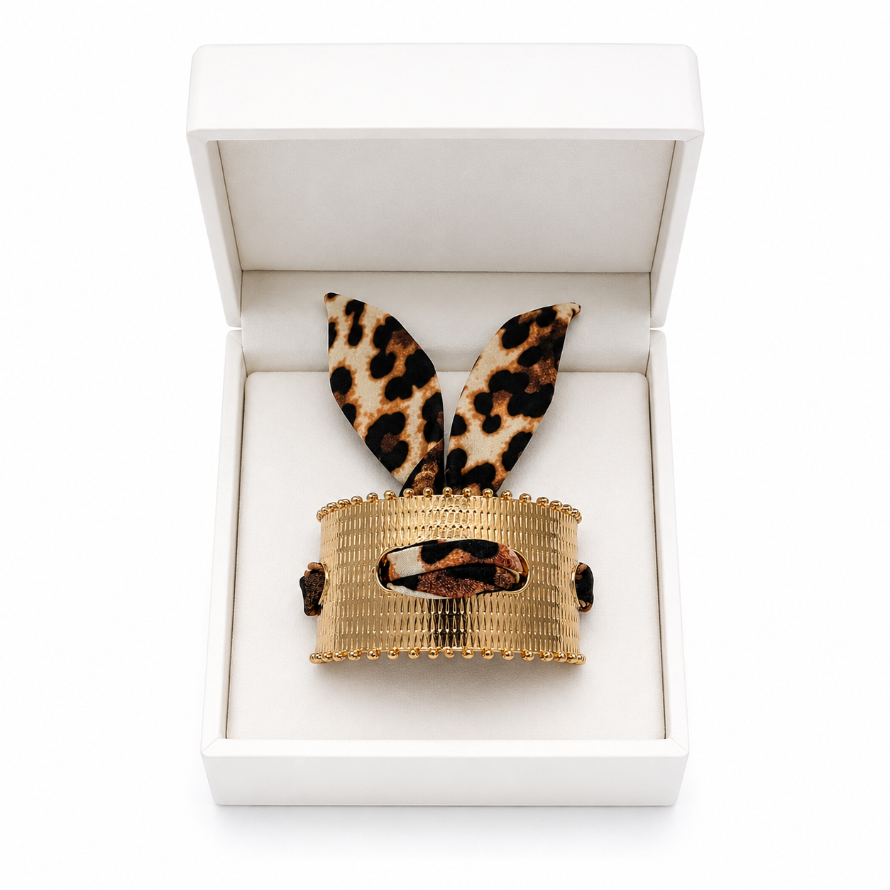 Leopard Print Scarf Bracelet | Gold Adjustable Cuff Bracelet for Women
