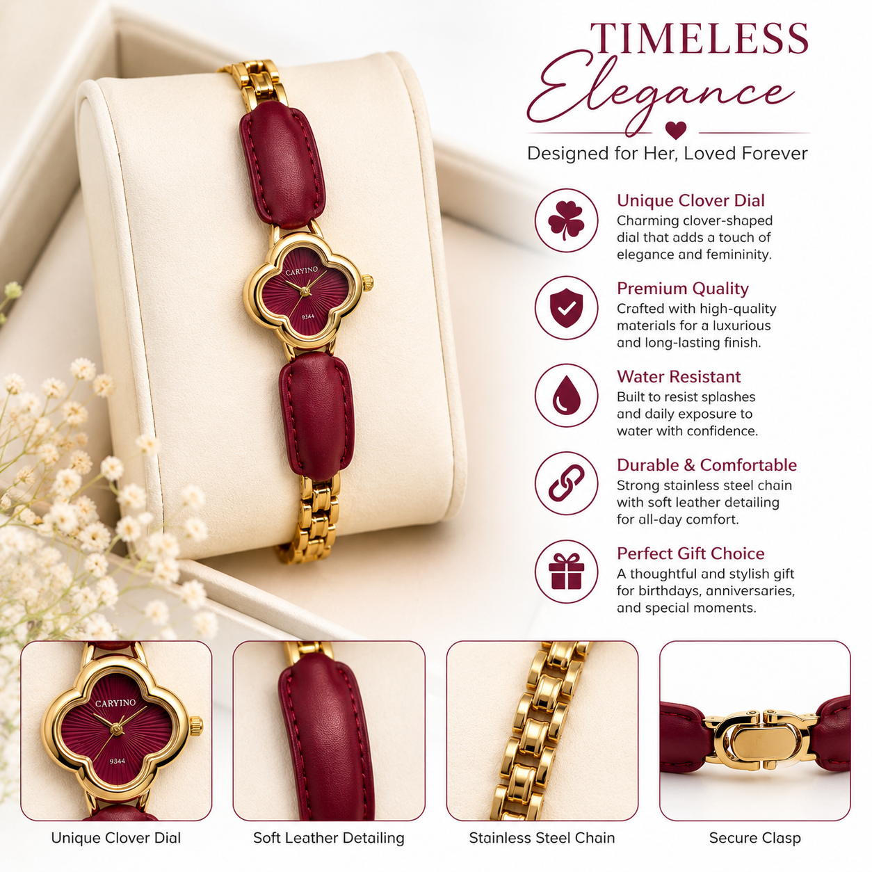 Luxury Clover Bracelet Watch for Women
