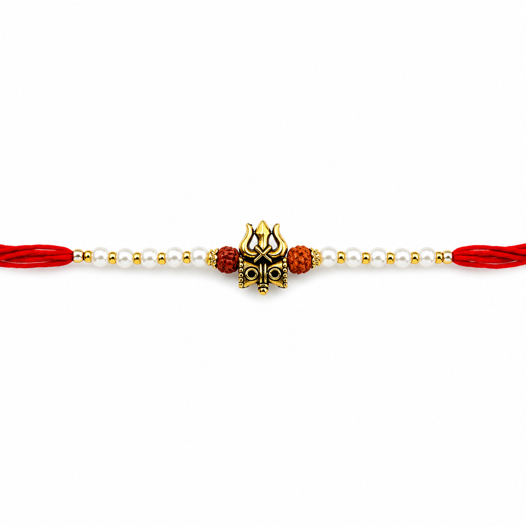 Mahadev Trishul Designer Rakhi for Brother – Premium Rudraksha Rakhi