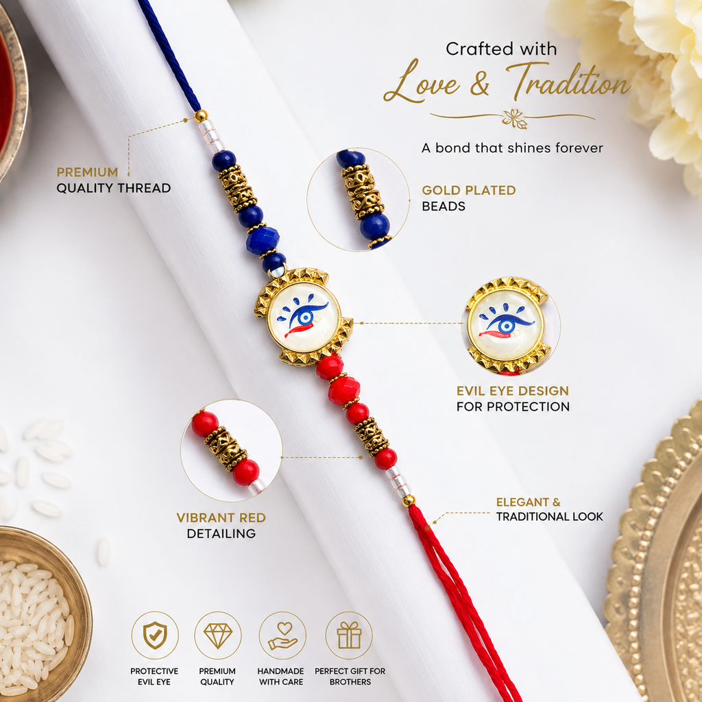 Evil Eye Designer Rakhi for Brother – Premium Nazar Rakhi