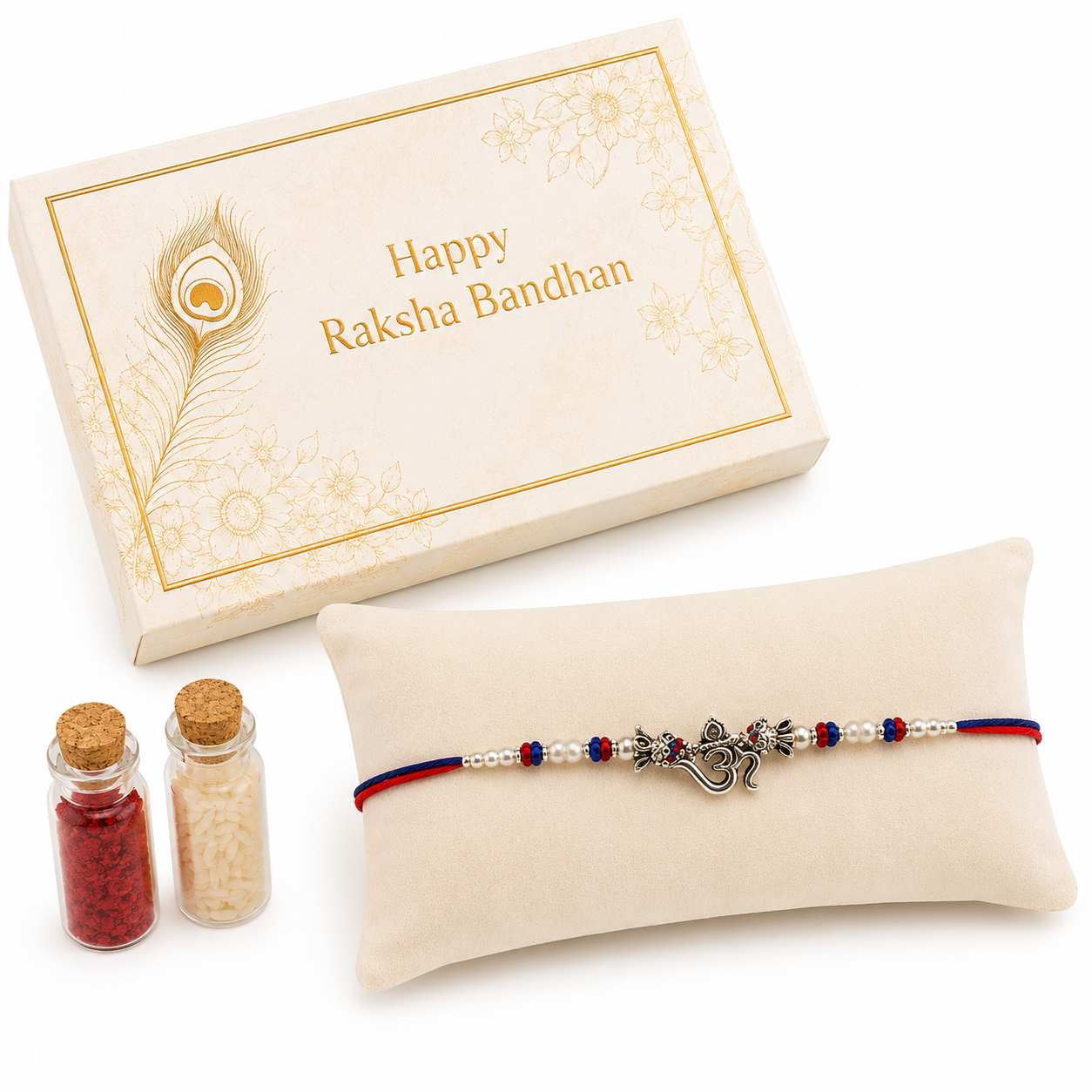 Lord Ganesha Designer Rakhi for Brother – Premium Silver Finish
