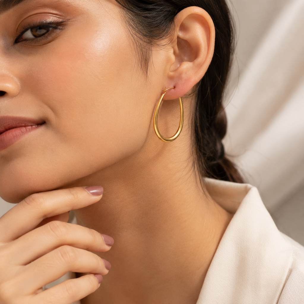 Elegant Gold Hoop Earrings for Women | Waterproof & Hypoallergenic