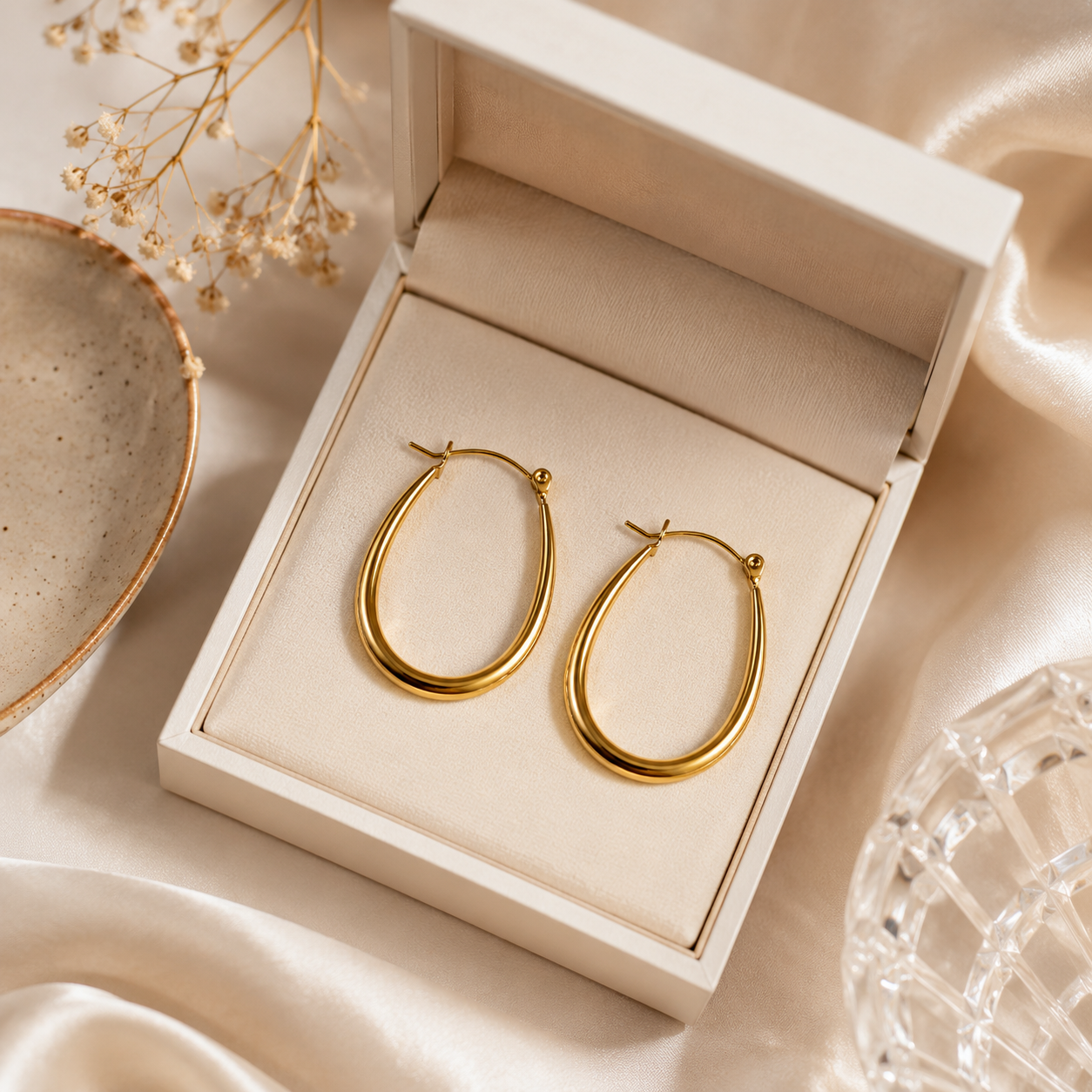 Elegant Gold Hoop Earrings for Women | Waterproof & Hypoallergenic