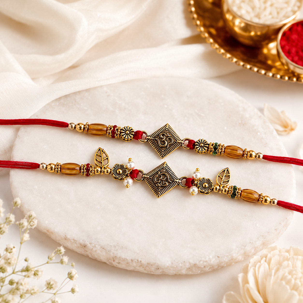 Premium Om Bhaiya Bhabhi Rakhi Set – Designer Rakhi