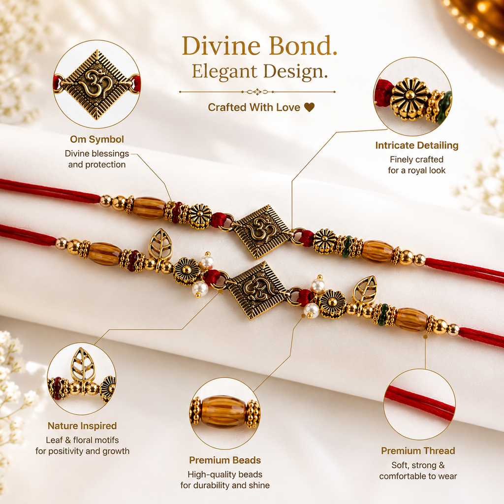 Premium Om Bhaiya Bhabhi Rakhi Set – Designer Rakhi