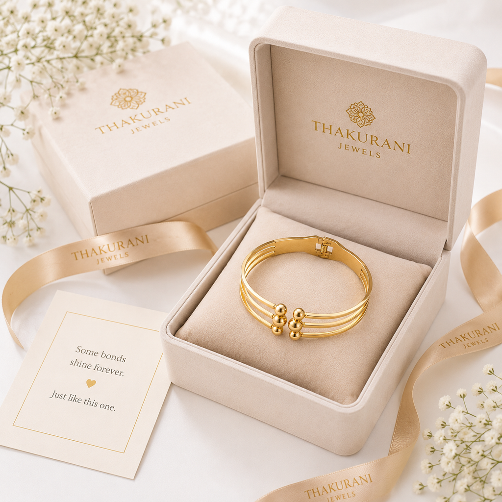 Elegant Triple Layer Gold Cuff Bracelet for Women | Anti Tarnish & Waterproof