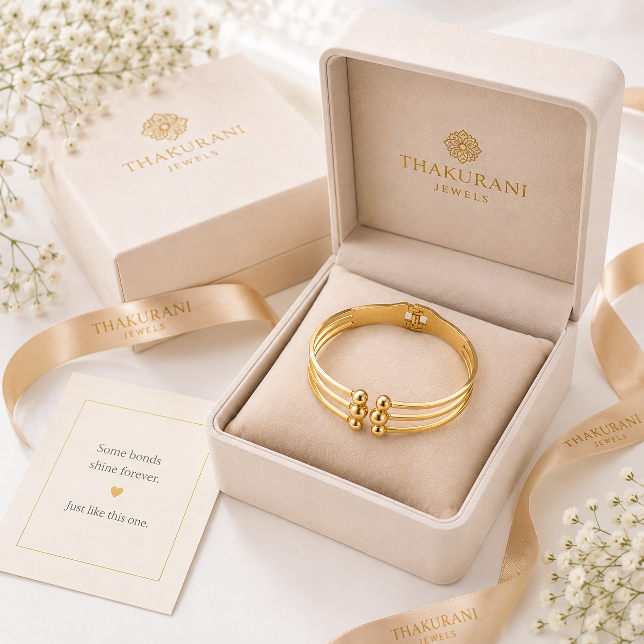 Elegant Triple Layer Gold Cuff Bracelet for Women | Anti Tarnish & Waterproof