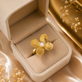 Golden Bloom Adjustable Floral Ring | 18K Gold Plated Anti Tarnish Ring