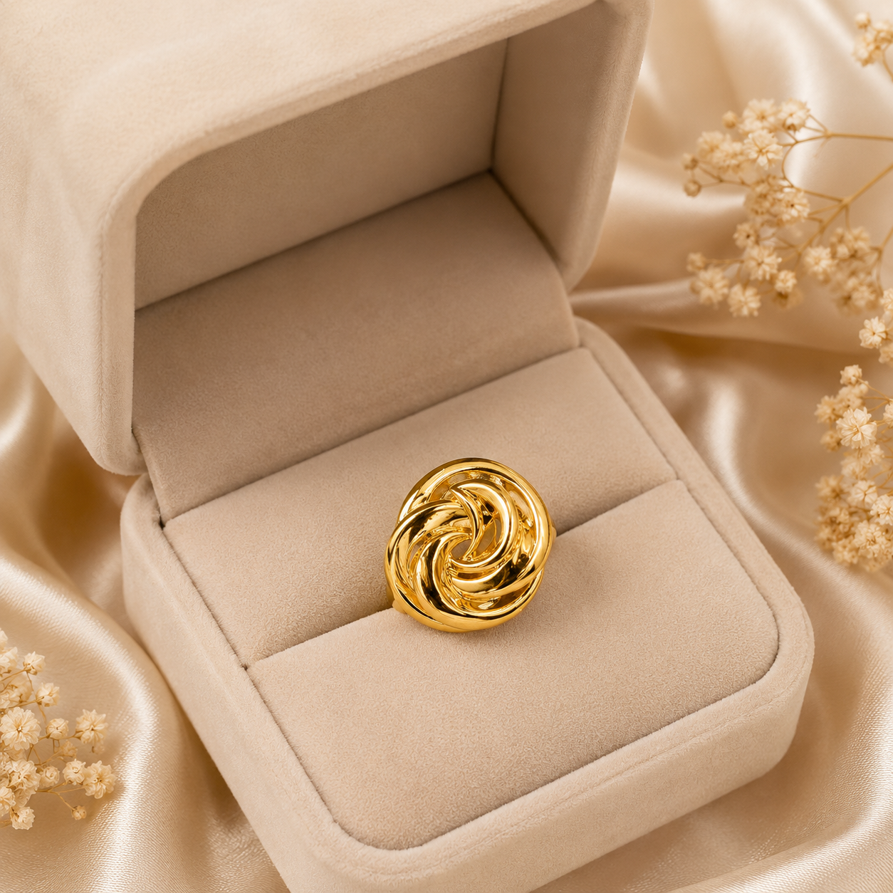 Golden Infinity Knot Adjustable Ring | 18K Gold Plated Anti Tarnish Ring
