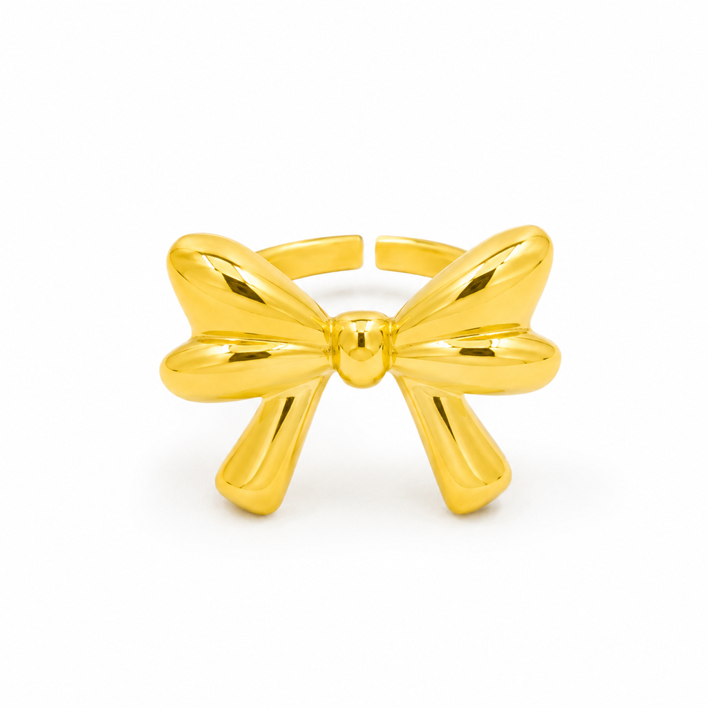 Golden Bow Adjustable Ring | 18K Gold Plated Anti Tarnish Ring
