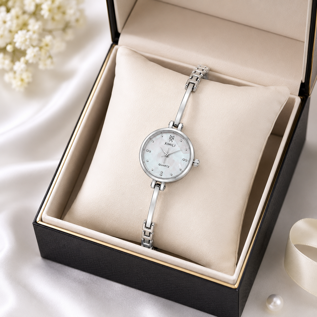 Luxury Silver Bracelet Watch for Women | Elegant Quartz Analog Wrist Watch