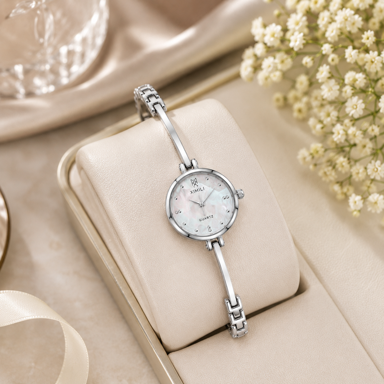 Luxury Silver Bracelet Watch for Women | Elegant Quartz Analog Wrist Watch