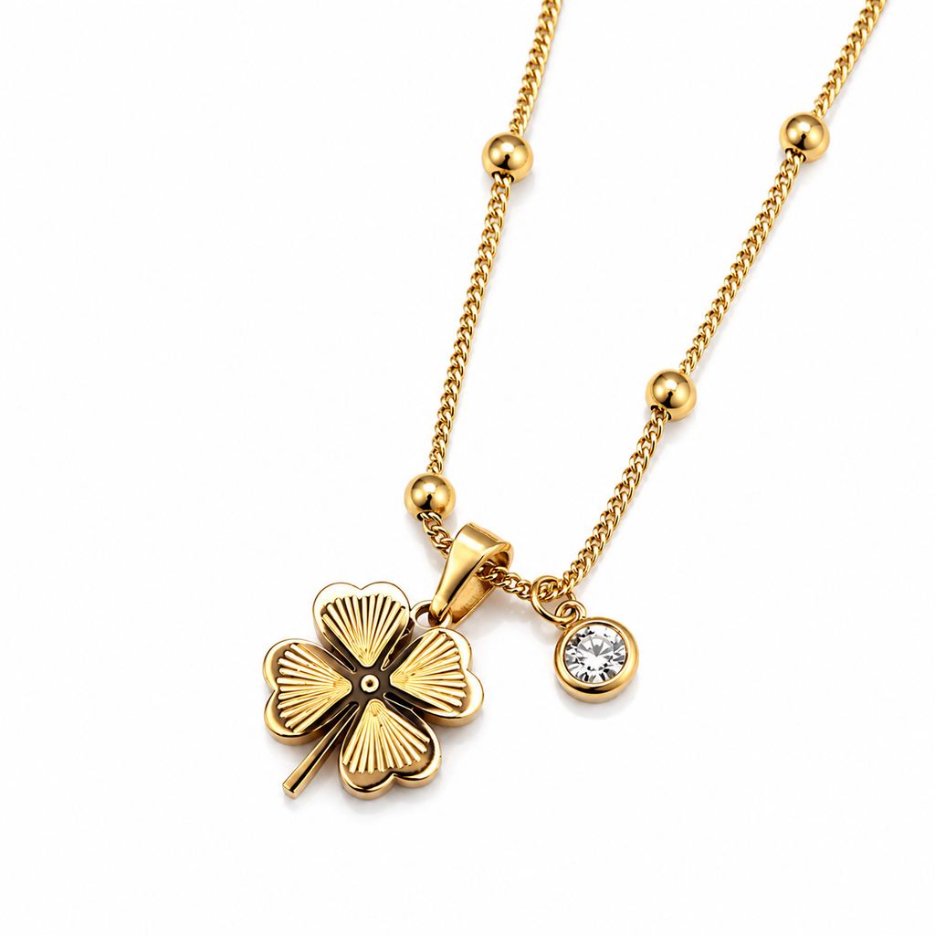 Lucky Clover Gold Pendant Necklace for Women | Elegant Charm Jewelry