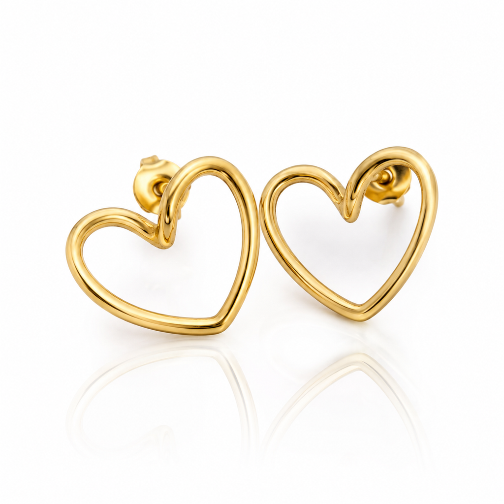 Gold Heart Stud Earrings for Women | Hypoallergenic Anti-Tarnish