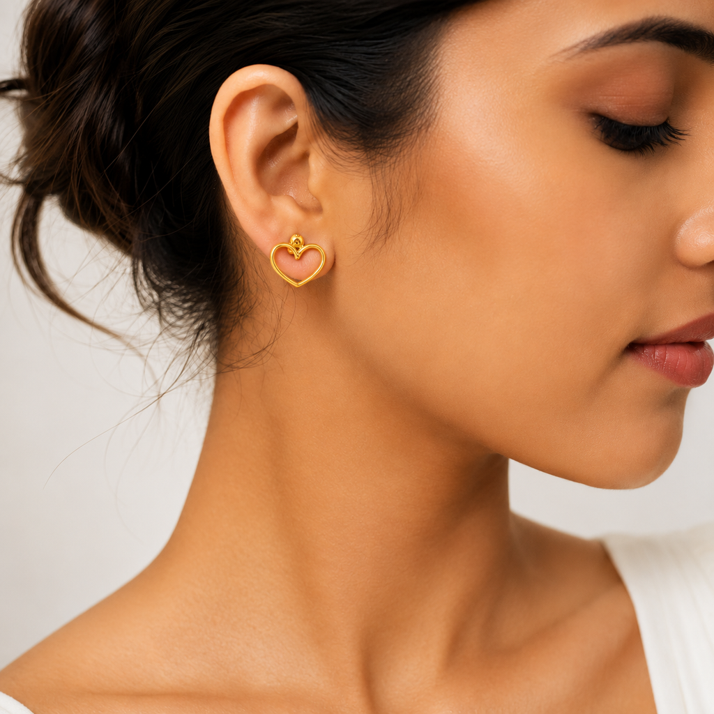 Gold Heart Stud Earrings for Women | Hypoallergenic Anti-Tarnish