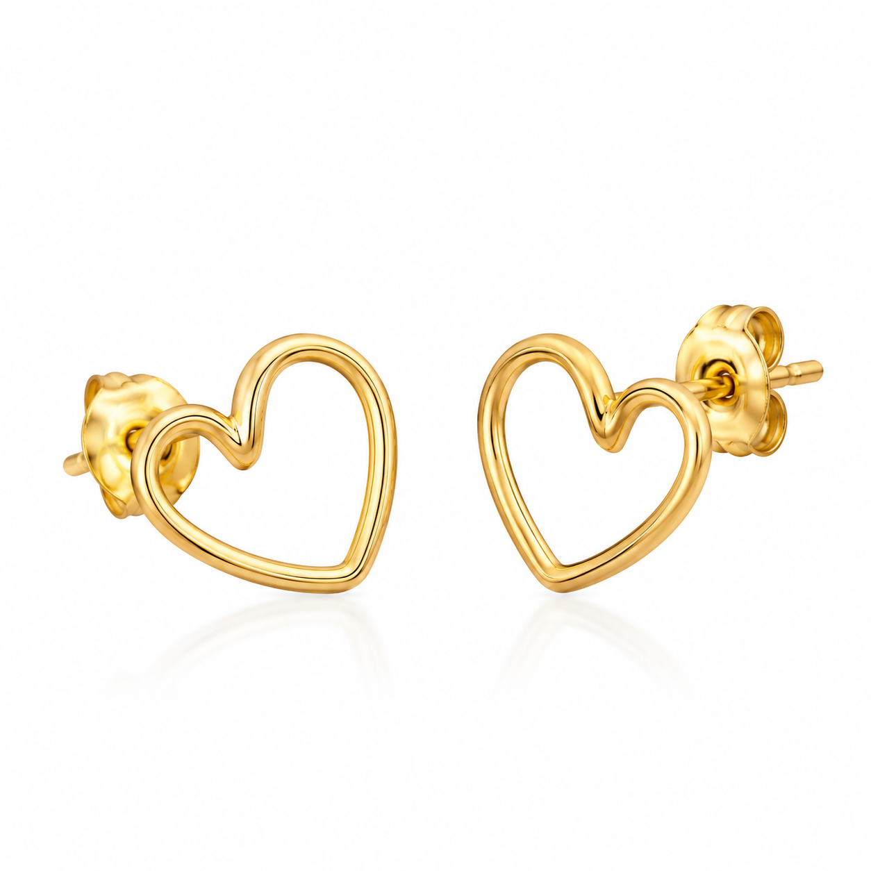 18K Gold Heart Stud Earrings | Anti-Tarnish Women's Jewelry