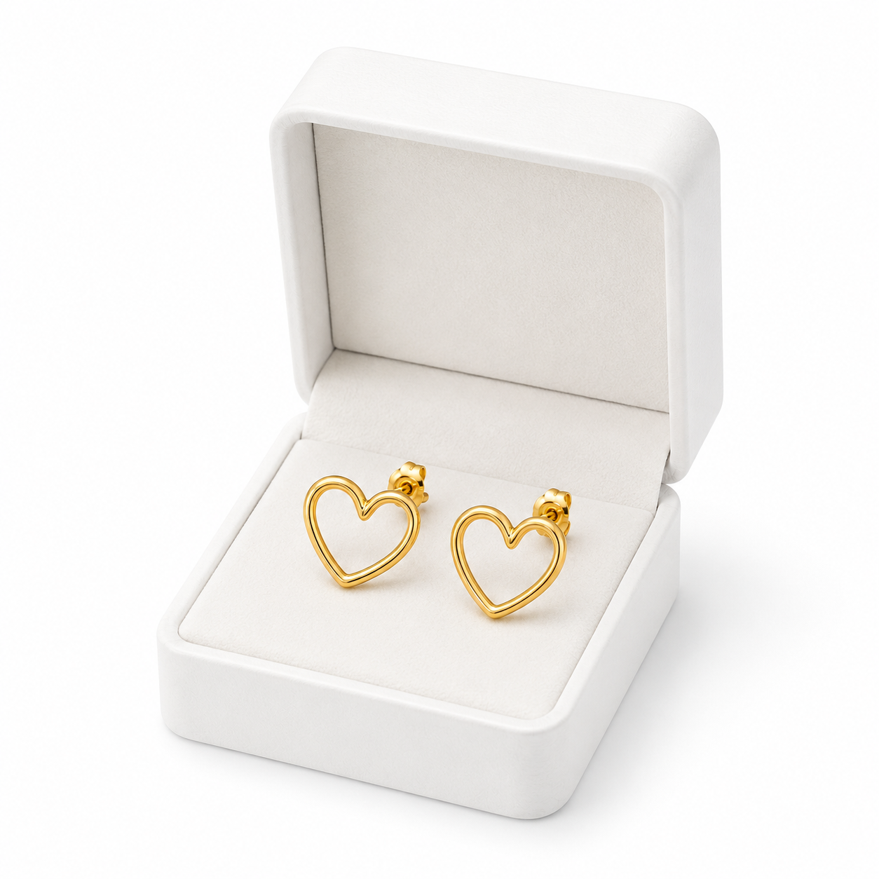18K Gold Heart Stud Earrings | Anti-Tarnish Women's Jewelry