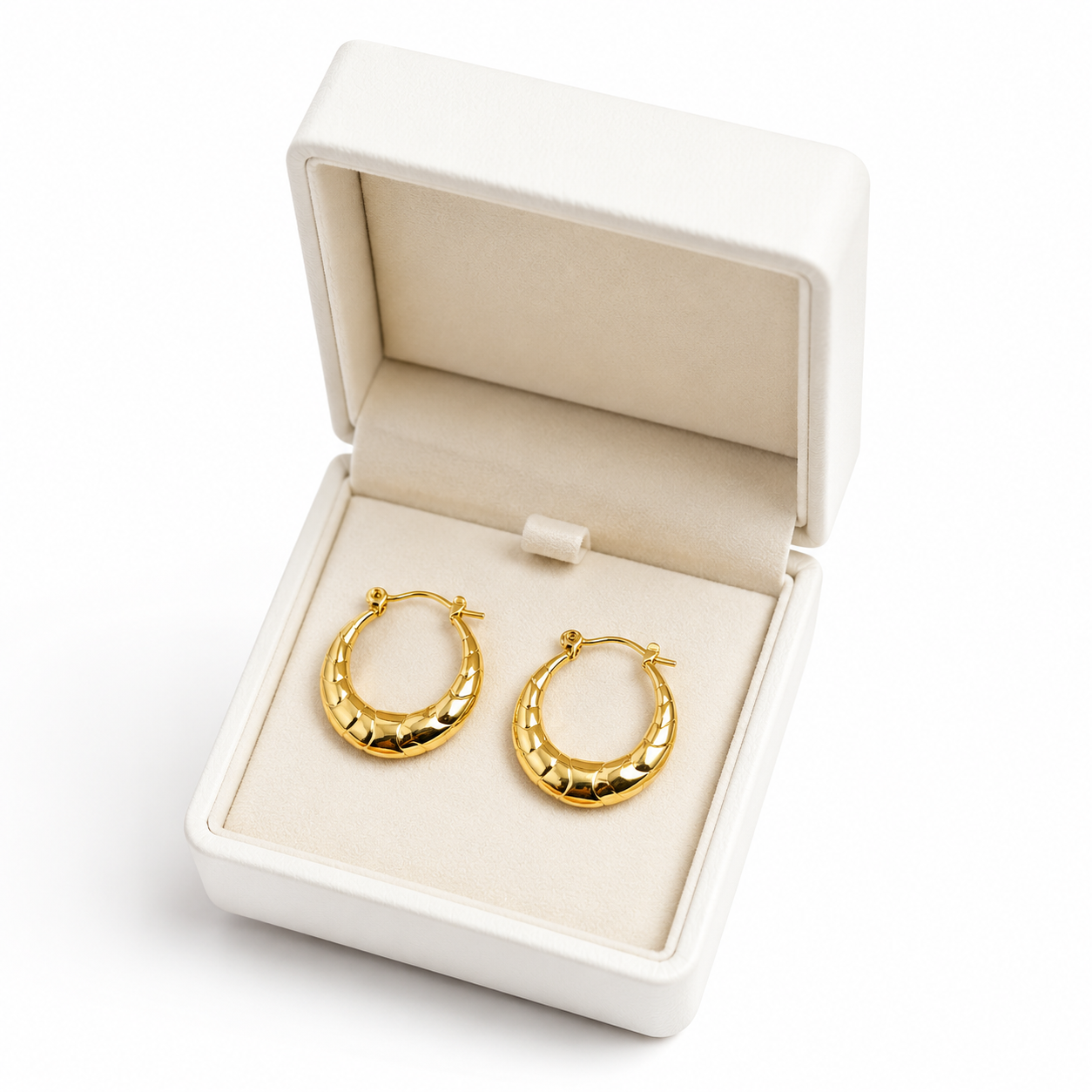Gold Textured Chunky Hoop Earrings for Women | Anti-Tarnish & Hypoallergenic