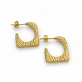 Gold Textured Square Hoop Earrings for Women | Anti-Tarnish Hypoallergenic