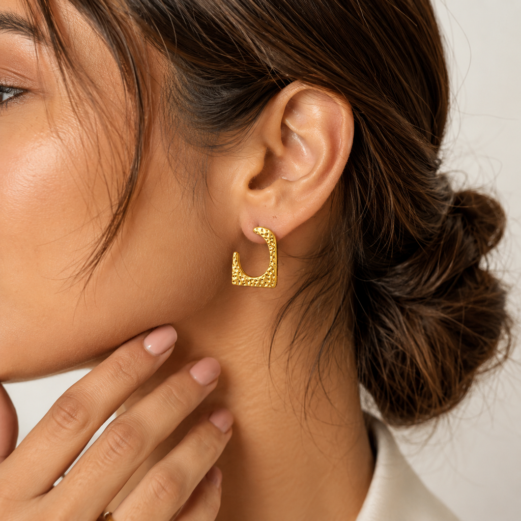 18K Gold Square Hoop Earrings | Anti-Tarnish Jewelry