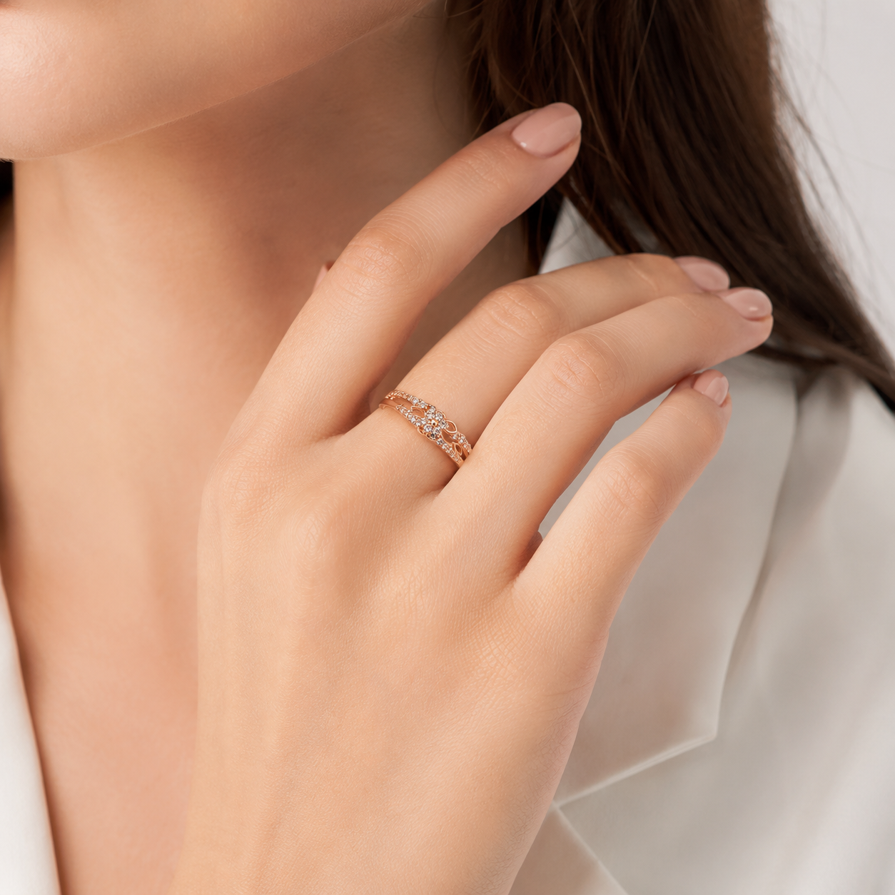 Bloom Lace Ring in 18K Rose Gold Vermeil