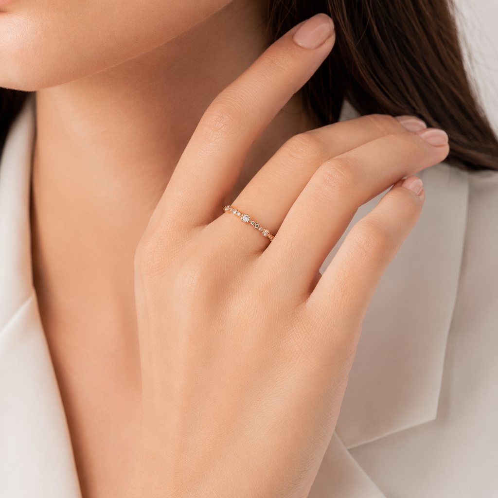 Dew Drop Milgrain Ring in 18K Rose Gold Vermeil